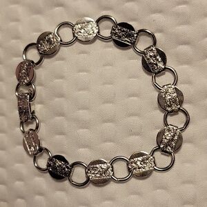 VINTAGE Silver Tone/Antique Flower Garden SARAH COV COVENTRY Link Bracelet